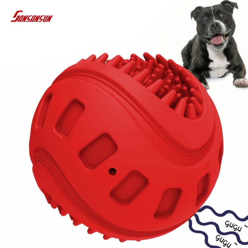 rubber Chew Ball Dog Toys With Squeakers 