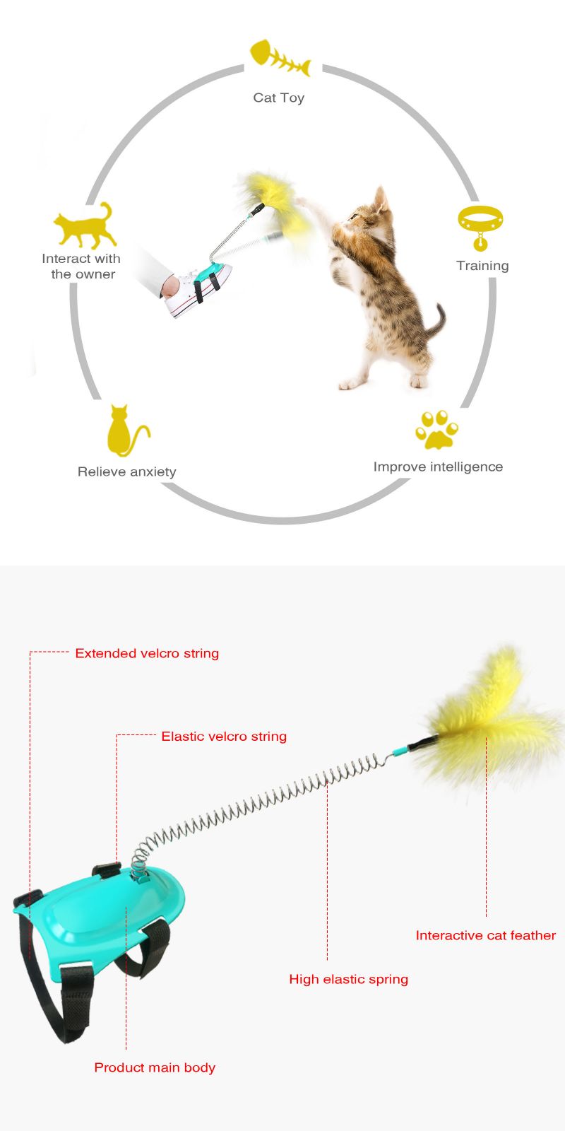 interative cat feather toy